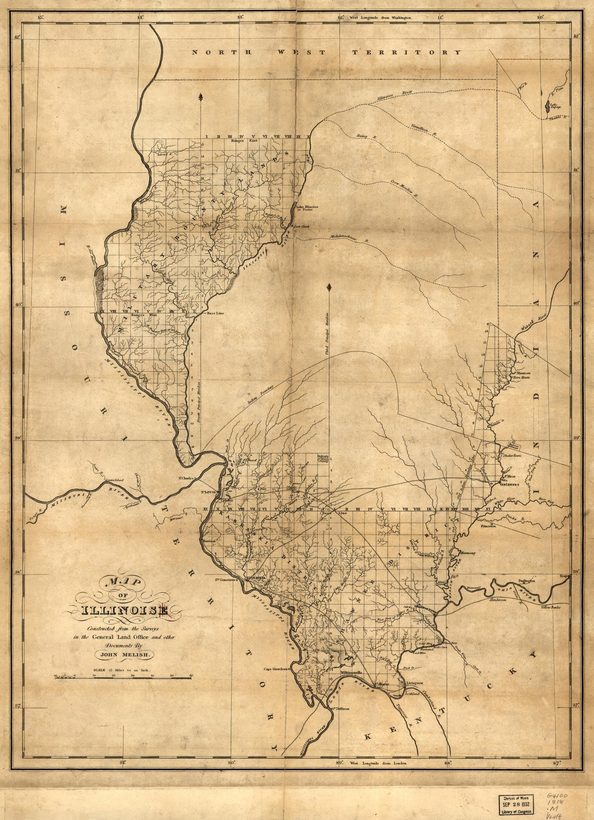 Map of Illinois as a territory in 1818