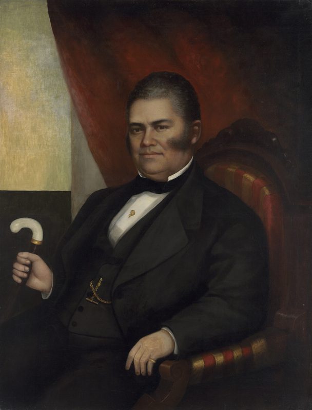 Oil portrait of John Jones seated, in a dark suit