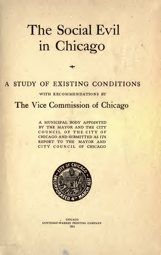 Title page of The Social Evil in Chicago, the 1911 report of the Vice Commission